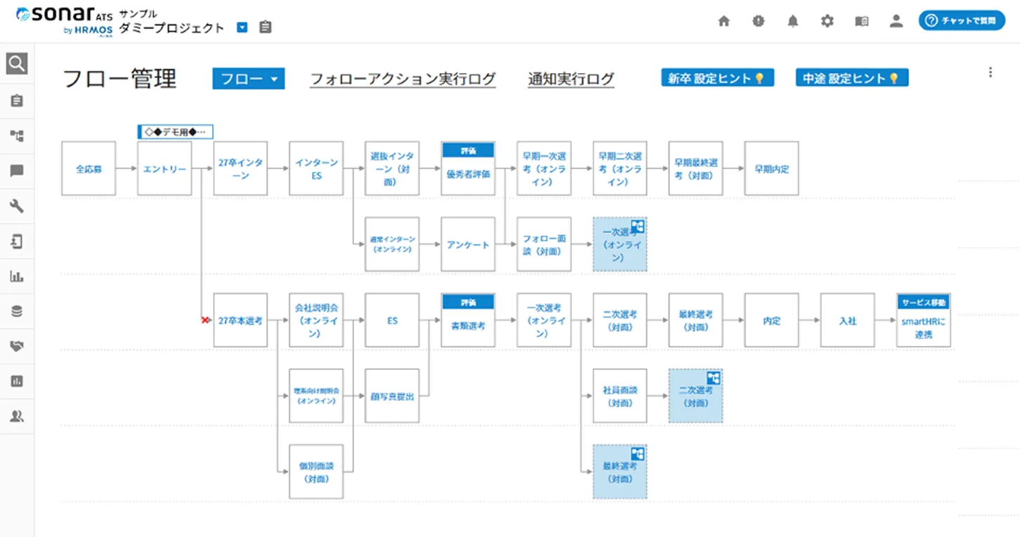 自由に設計できる選考フロー