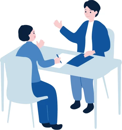 面接官トレーニングを受ける様子のイラスト