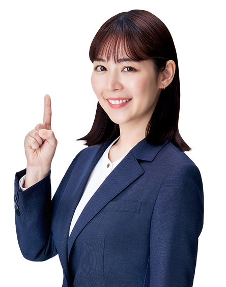 人差し指を立てて解決策を示す、株式会社ビズリーチの女性社員