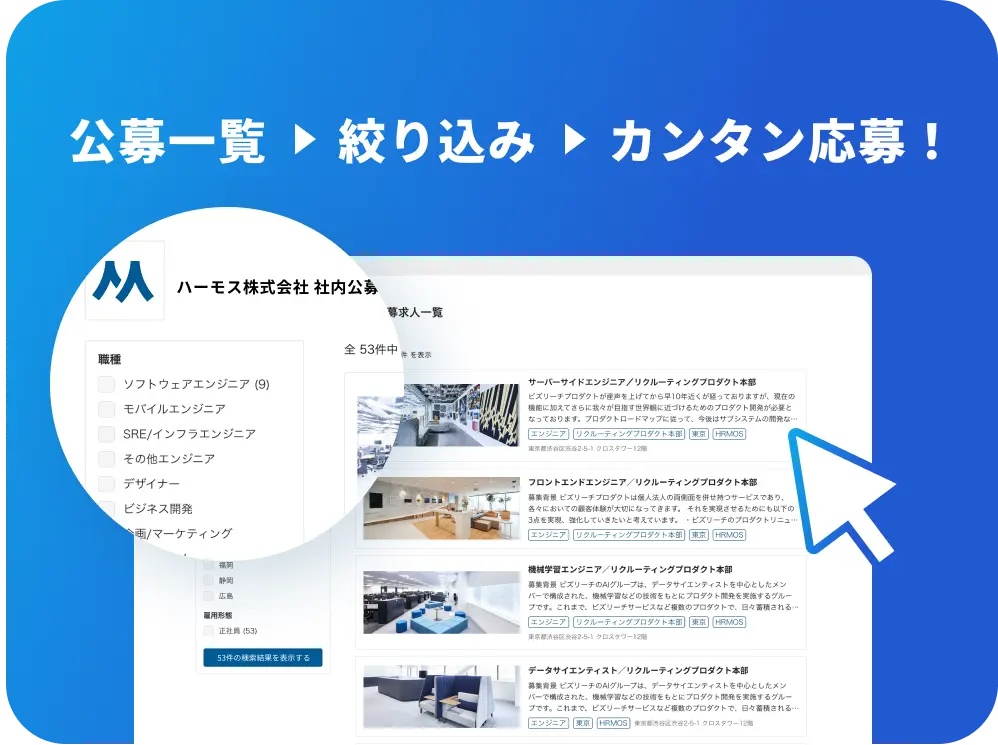 社内公募を浸透させる<br>細かな機能を完備